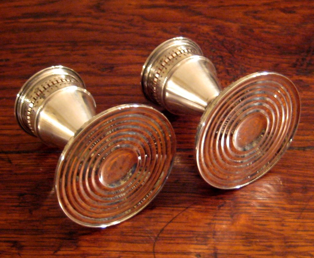 Vintage Pair Of Sterling Silver Candle Holders With Glass Hurricanes, Circa 1960 Vintage Pair Of Sterling Silver Candle Holders With Glass Hurricanes, Circa 1960