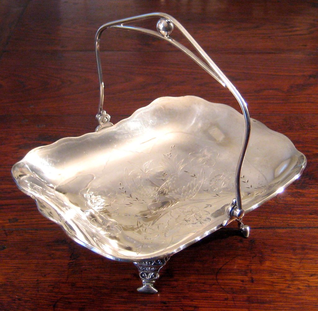 19th Century Wilcox Silver Plate Handled Basket, Circa 1875 19th Century Wilcox Silver Plate Handled Basket, Circa 1875