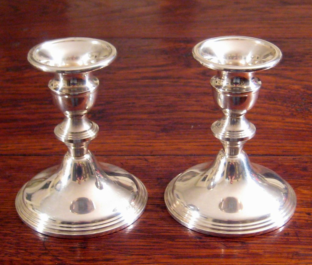 Vintage Pair Of Sterling Silver Candle Holders, Circa 1940 Vintage Pair Of Sterling Silver Candle Holders, Circa 1940