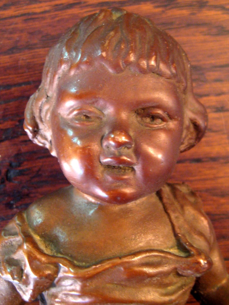 Vintage Pair Of Art Bronze Sunshine & Rain Bookends, Circa 1925 Vintage Pair Of Art Bronze Sunshine & Rain Bookends, Circa 1925
