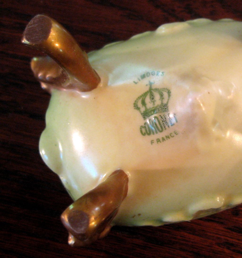Antique Signed Limoges Coronet Lilly Of The Valley Footed Box, Circa 1900 Antique Signed Limoges Coronet Lilly Of The Valley Footed Box, Circa 1900