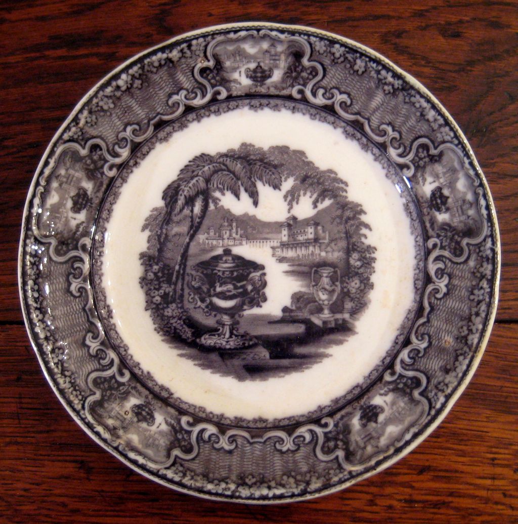 Podmore & Walker Mulberry Transferware Plate In The Washington Vase Pattern, Circa 1830 Podmore & Walker Mulberry Transferware Plate In The Washington Vase Pattern, Circa 1830