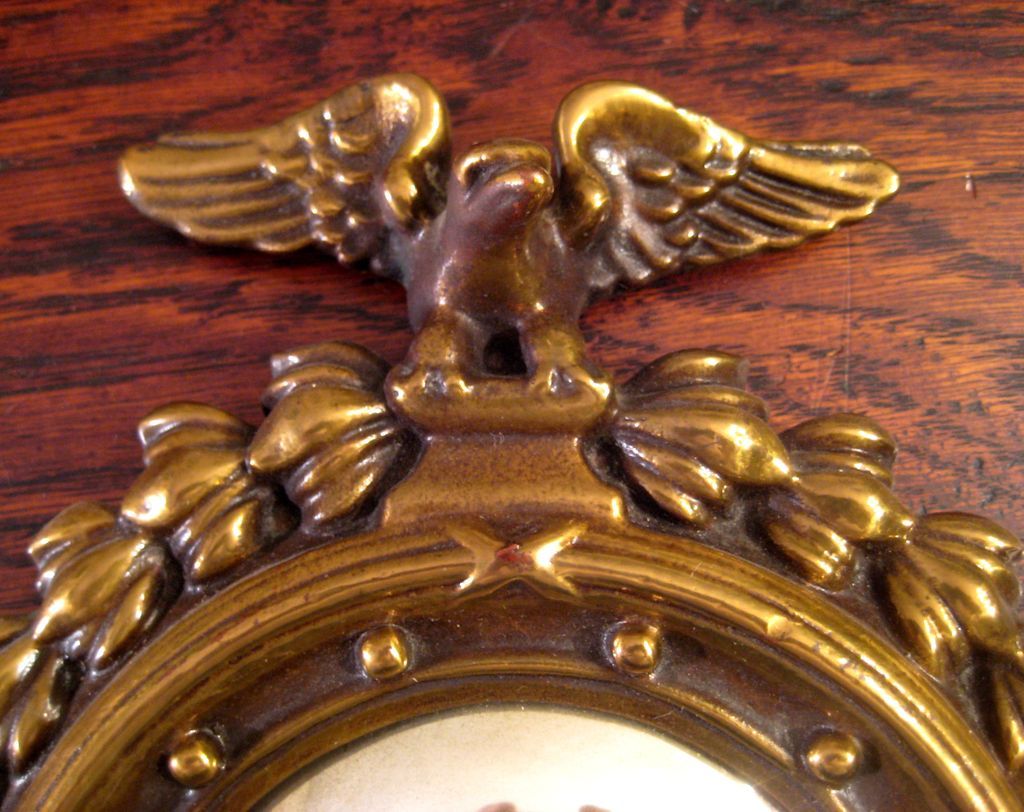 Vintage Bronze Clad Federal Style Bulls Eye Mirror, Circa 1940 Vintage Bronze Clad Federal Style Bulls Eye Mirror, Circa 1940