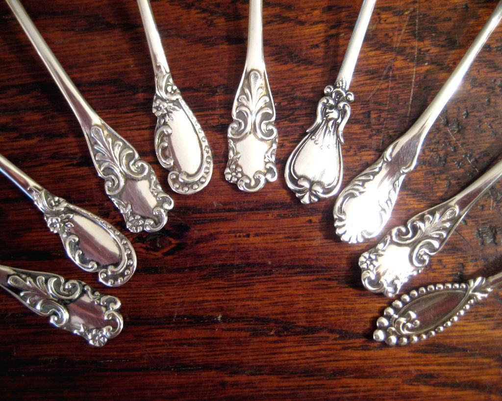 Set Of 9 Sterling Silver Demitasse Spoons, Circa 1890 Set Of 9 Sterling Silver Demitasse Spoons, Circa 1890