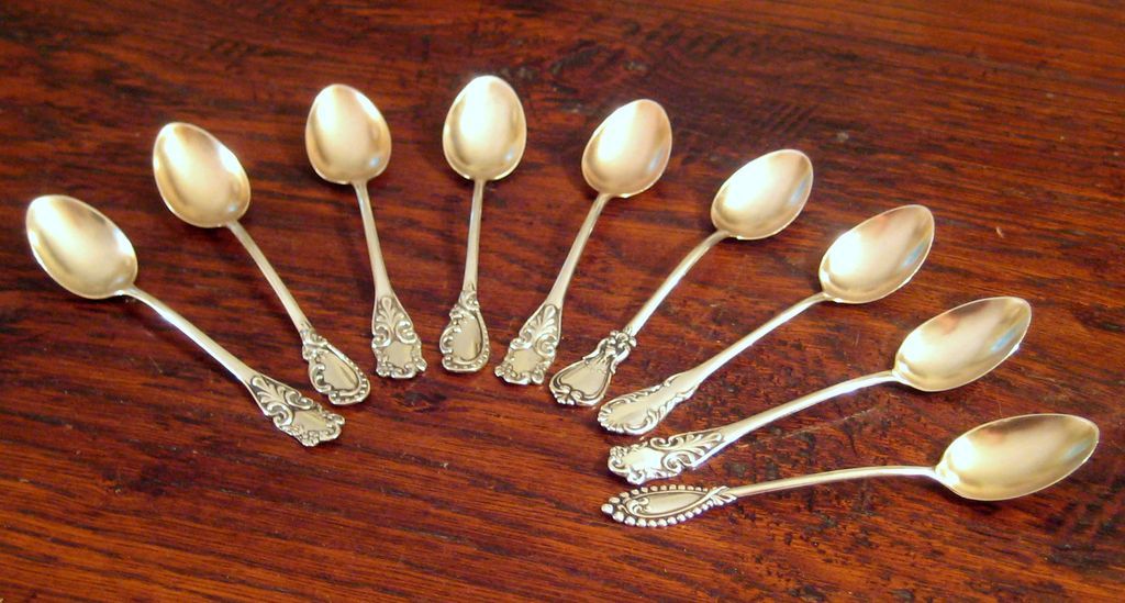 Set Of 9 Sterling Silver Demitasse Spoons, Circa 1890 Set Of 9 Sterling Silver Demitasse Spoons, Circa 1890