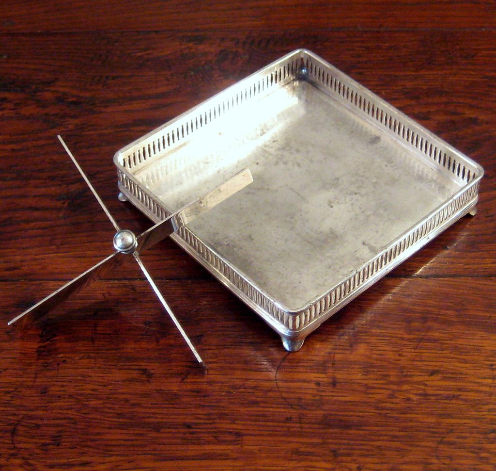 Early Vintage Silver Plate Divided Square Gallery Tray, Circa 1920 Early Vintage Silver Plate Divided Square Gallery Tray, Circa 1920