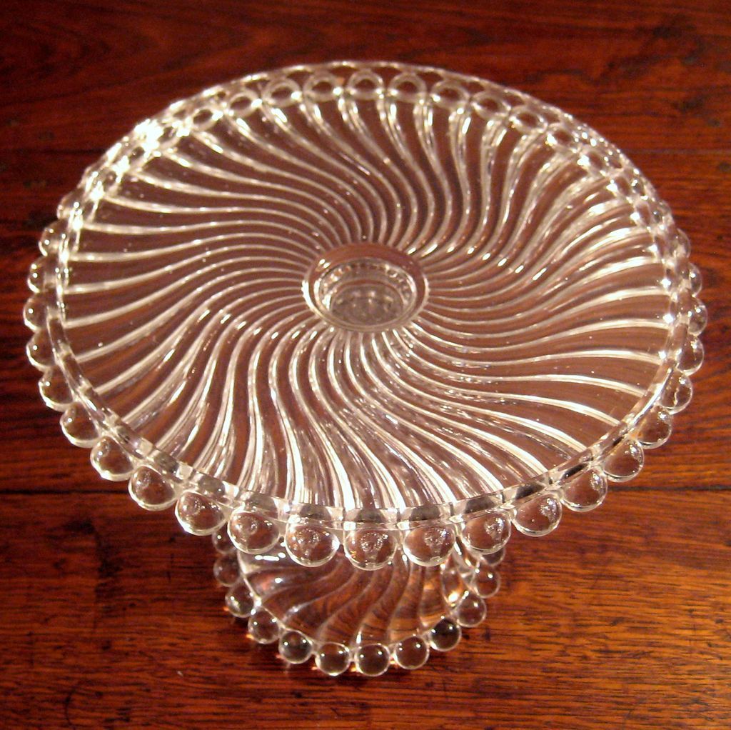 19th Century E.A.P.G. McKee & Brothers Ball & Swirl Cake Stand, Circa 1894 19th Century E.A.P.G. McKee & Brothers Ball & Swirl Cake Stand, Circa 1894