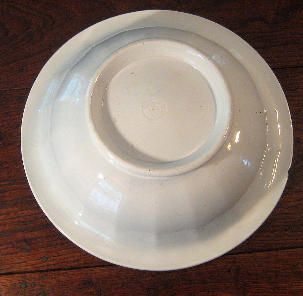 Large 19th Century Ironstone Bowl By Elsmore & Forster, Dated 1859 Large 19th Century Ironstone Bowl By Elsmore & Forster, Dated 1859