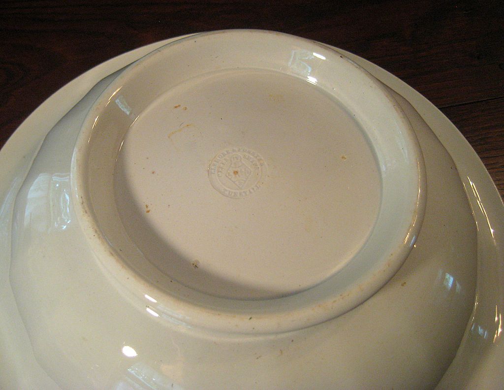 Large 19th Century Ironstone Bowl By Elsmore & Forster, Dated 1859 Large 19th Century Ironstone Bowl By Elsmore & Forster, Dated 1859