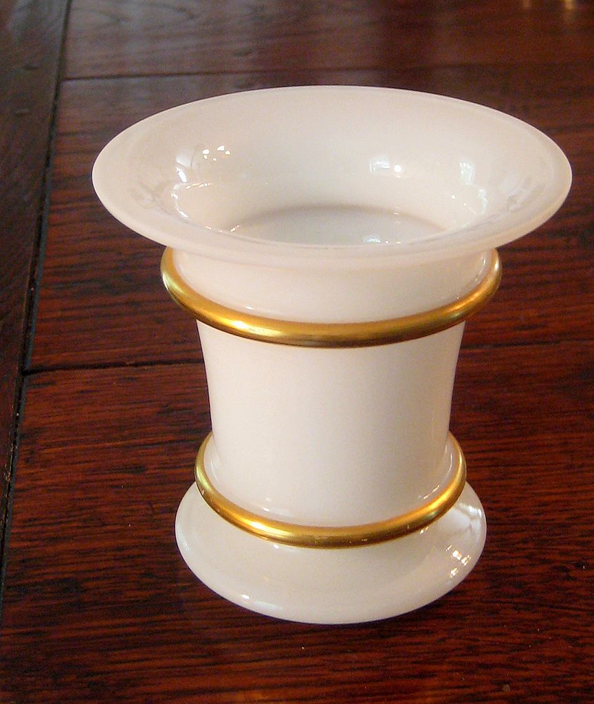 Vintage French Opaline Vase With Gold Trim, Circa 1930 Vintage French Opaline Vase With Gold Trim, Circa 1930