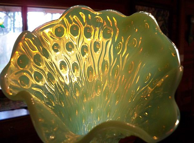 NorthWood Tree Trunk Vase Blue Green Opalescent NorthWood Tree Trunk Vase Blue Green Opalescent