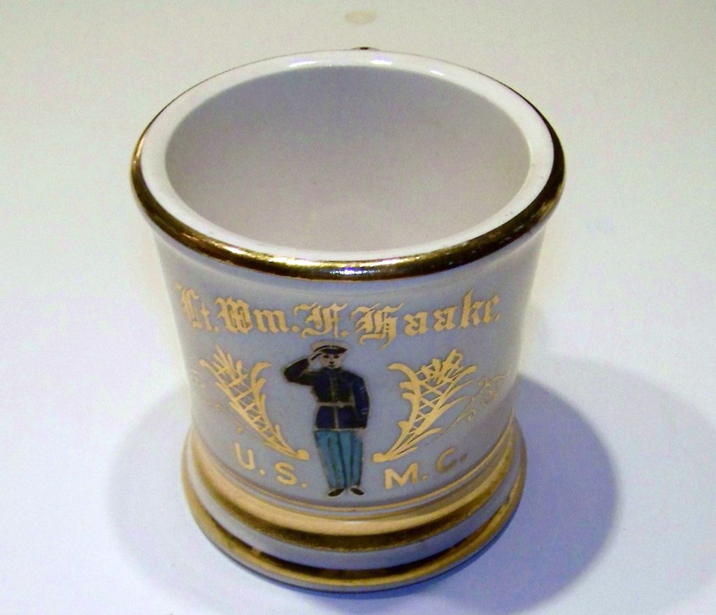 Outstanding 1940's World War II "2nd Lieutenant Wm. F. Haake U.S. Marines" Occupational Shaving Mug Outstanding 1940's World War II "2nd Lieutenant Wm. F. Haake U.S. Marines" Occupational Shaving Mug