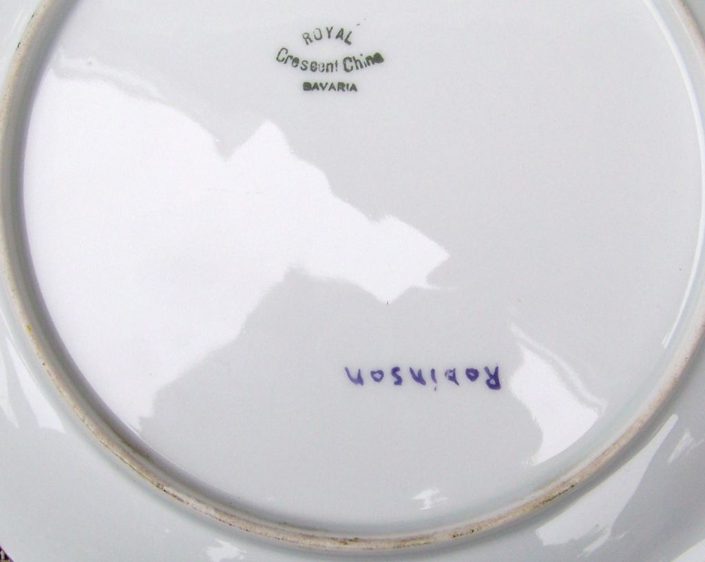 Royal Crescent China Bavaria 1900's Hand Painted "Blackberry" 10" Plate by the Artist, "Robinson" Royal Crescent China Bavaria 1900's Hand Painted "Blackberry" 10" Plate by the Artist, "Robinson"