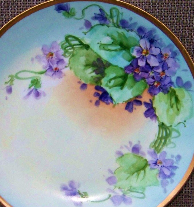Vintage William Guerin Limoges France 1900's Hand Painted "Violets" 8-1/2" Plate Vintage William Guerin Limoges France 1900's Hand Painted "Violets" 8-1/2" Plate