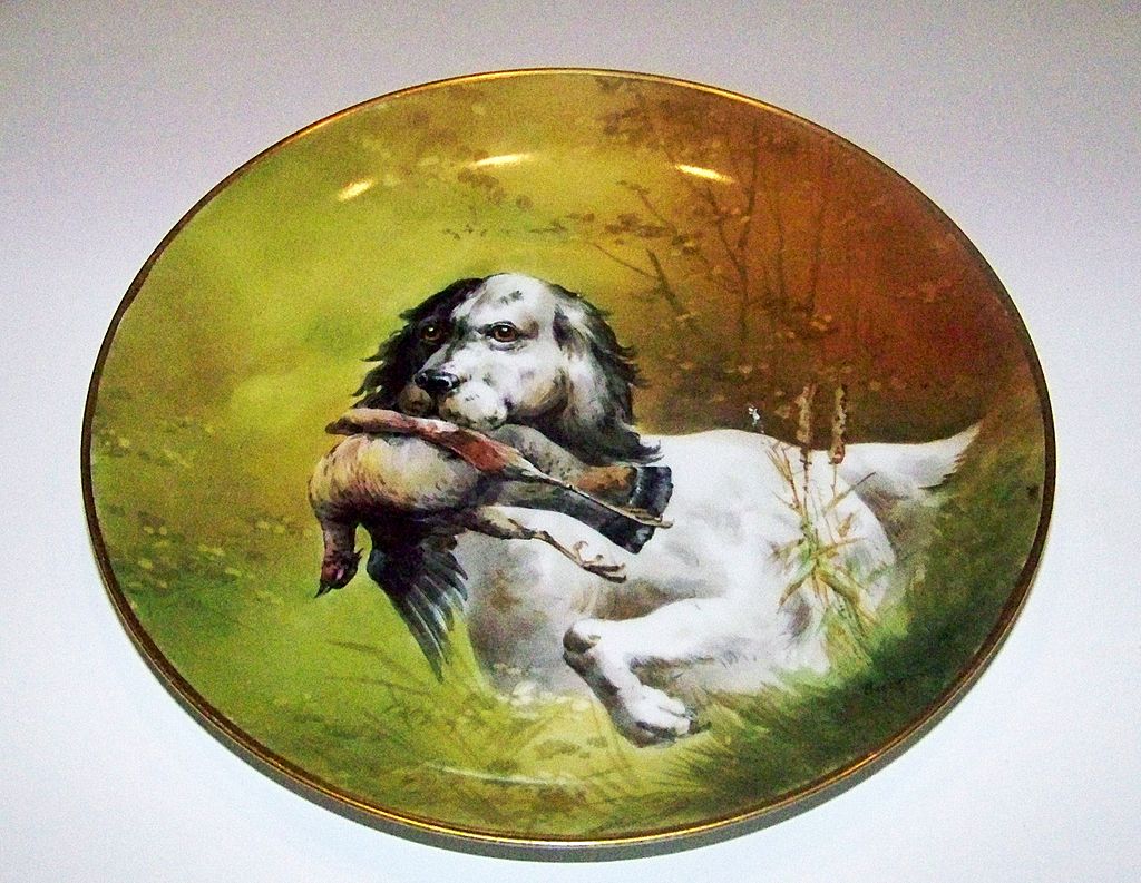 Outstanding Limoges & Julius Brauer Studio of Chicago 1900's Hand Painted "Hunting Dog" 9-3/8" Plate Outstanding Limoges & Julius Brauer Studio of Chicago 1900's Hand Painted "Hunting Dog" 9-3/8" Plate