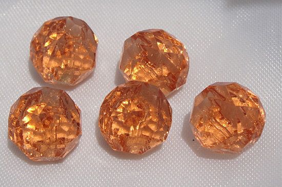 Vintage Faceted Transparent Tangerine Glass Rivoli Shaped Buttons Vintage Faceted Transparent Tangerine Glass Rivoli Shaped Buttons