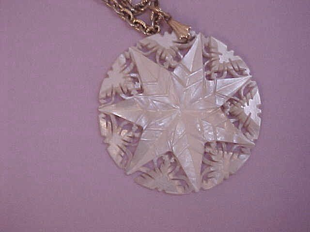 Mother-of-Pearl Seven-Point Star Pendant - Hand carved Mother-of-Pearl Seven-Point Star Pendant - Hand carved
