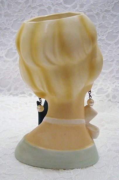 Sophisticated Enesco Lady Head Vase Original Jewelry 1960's Sophisticated Enesco Lady Head Vase Original Jewelry 1960's