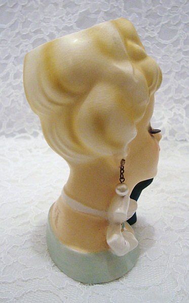 Sophisticated Enesco Lady Head Vase Original Jewelry 1960's Sophisticated Enesco Lady Head Vase Original Jewelry 1960's