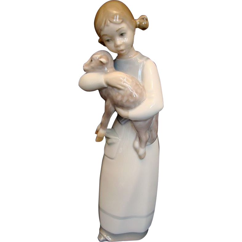 Retired 1970 Lladro figurine 1010 Girl with Lamb Retired 1970 Lladro figurine 1010 Girl with Lamb