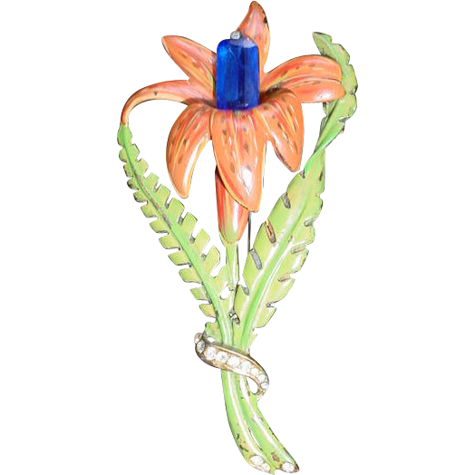 Vintage Trembler Enamel Lily Pin Vintage Trembler Enamel Lily Pin