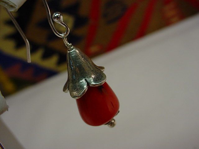 Sterling Natural Coral Flower Blossom Earrings Sterling Natural Coral Flower Blossom Earrings