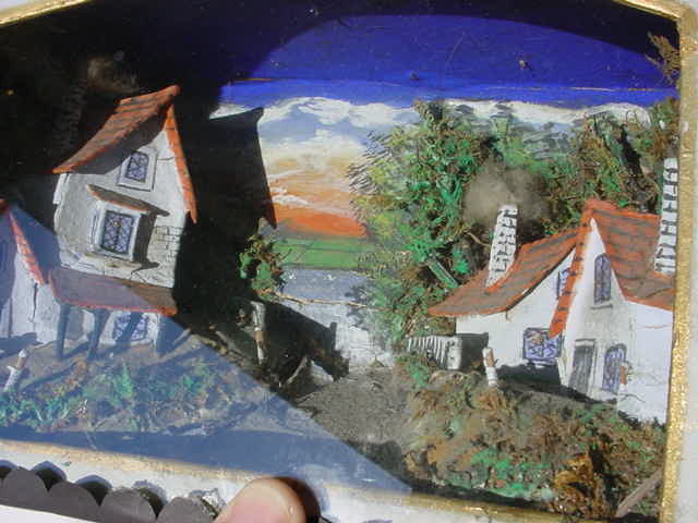 Antique Hand Made Victorian Village Scene Diorama Shadow Box Frame Antique Hand Made Victorian Village Scene Diorama Shadow Box Frame