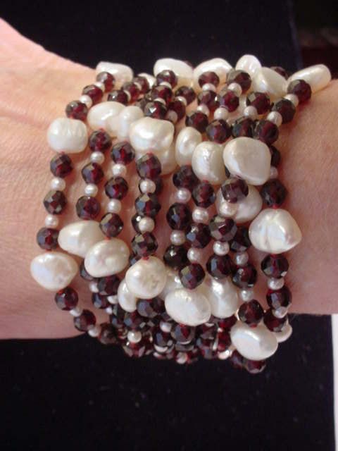 Stacey Porter Original Freshwater Pearl Garnet Multi Strand Bracelet Stacey Porter Original Freshwater Pearl Garnet Multi Strand Bracelet