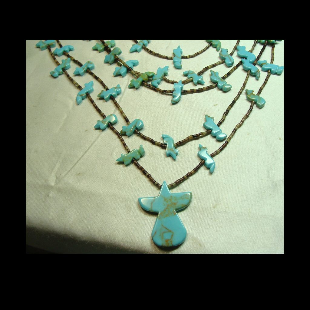 10 Strand All Turquoise Fetish Necklace with Shell Heishi 10 Strand All Turquoise Fetish Necklace with Shell Heishi