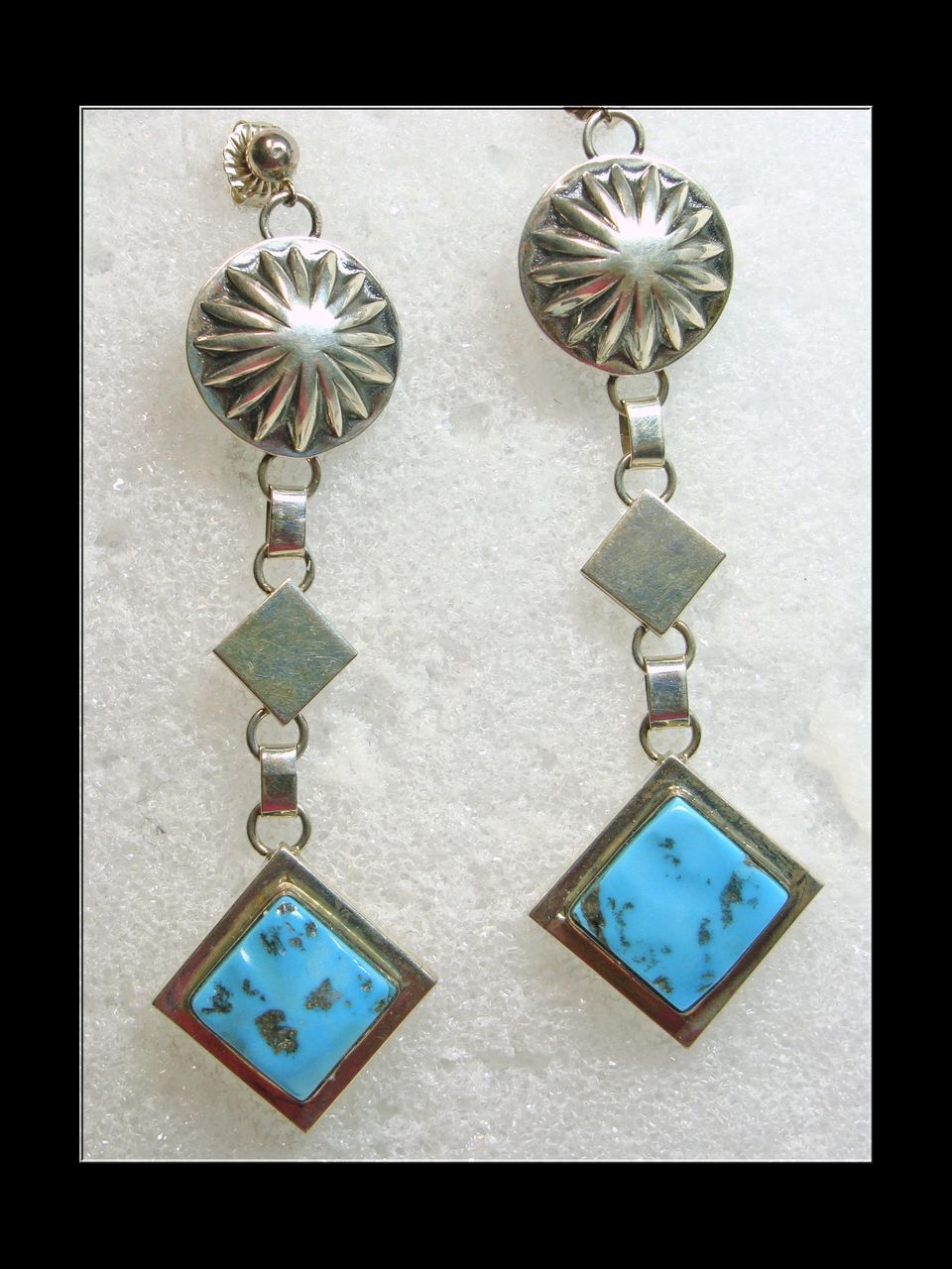 Navajo Sterling Silver and Turquoise Earrings Navajo Sterling Silver and Turquoise Earrings