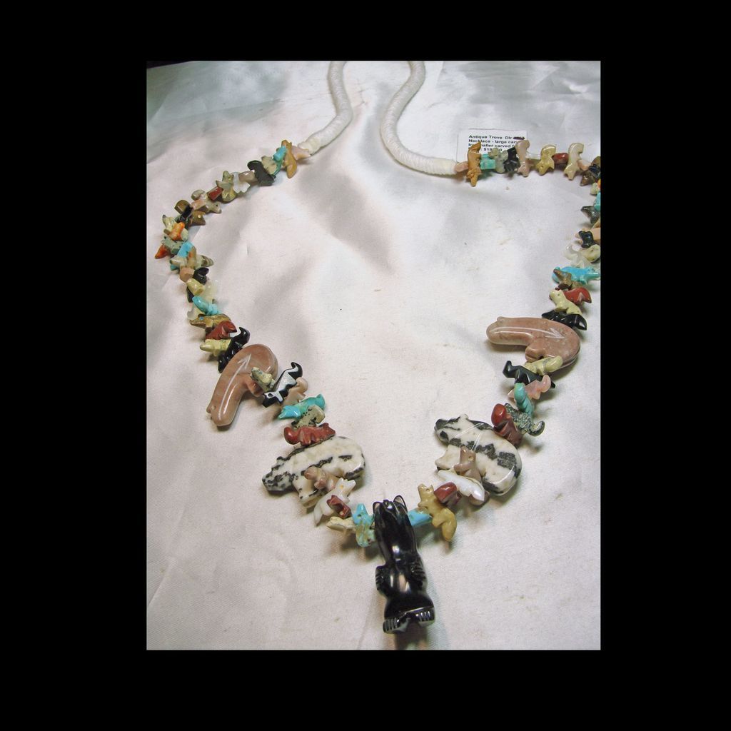 Bear and Fox Fetish Necklace with Squaw Wrap Closure Bear and Fox Fetish Necklace with Squaw Wrap Closure