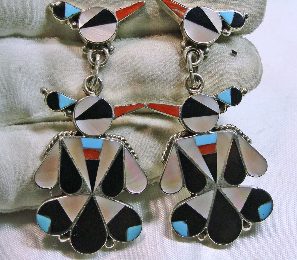 Zuni Thunderbird Drop Style Earrings Zuni Thunderbird Drop Style Earrings