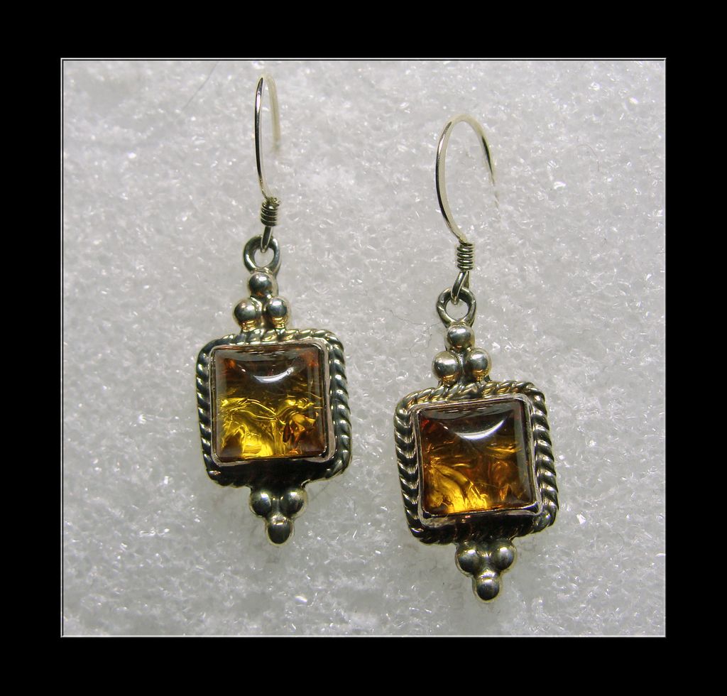 Southwestern Amber and Sterling Silver Earrings Southwestern Amber and Sterling Silver Earrings