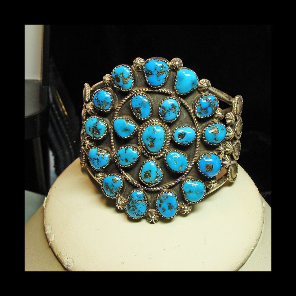 Turquoise Cluster Cuff Bracelet in Sterling Silver Turquoise Cluster Cuff Bracelet in Sterling Silver