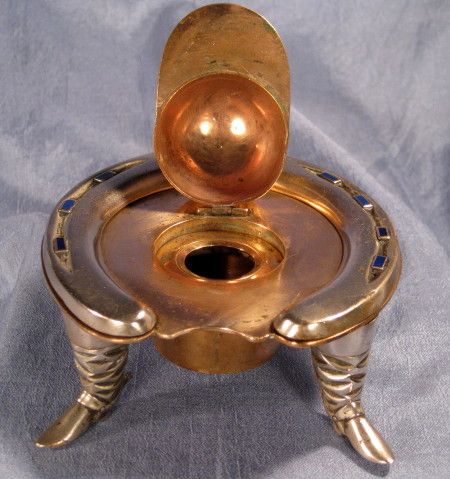 Antique Figural English Inkwell Horse Racing Elements Antique Figural English Inkwell Horse Racing Elements