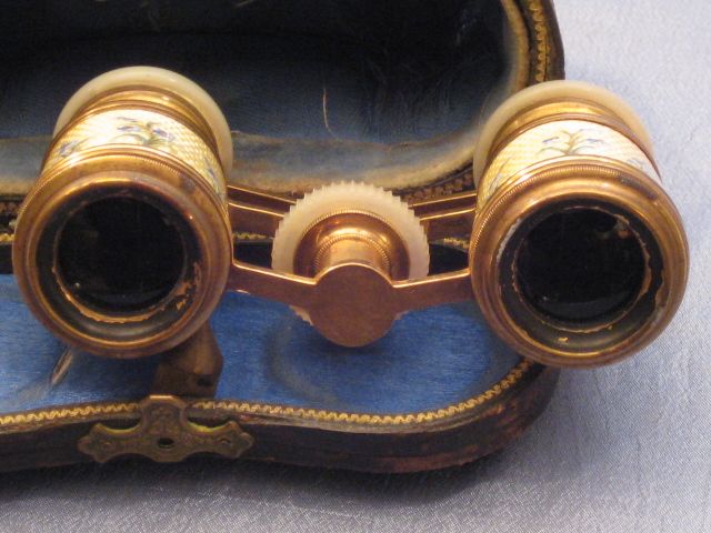 French Guilloche Enamel MOP Opera Glasses French Guilloche Enamel MOP Opera Glasses