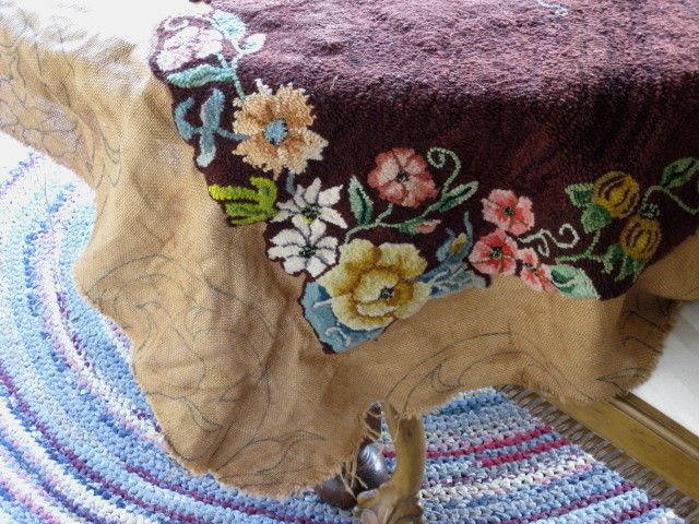 Glorious Floral Hand Hooked Rug Unfinished Glorious Floral Hand Hooked Rug Unfinished