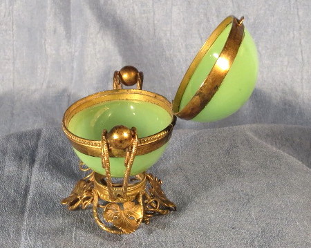 French Palais Royal Opaline Egg Casket with Gilt Ormolu French Palais Royal Opaline Egg Casket with Gilt Ormolu