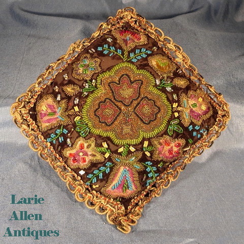 Victorian Bead Work Pillow Victorian Bead Work Pillow