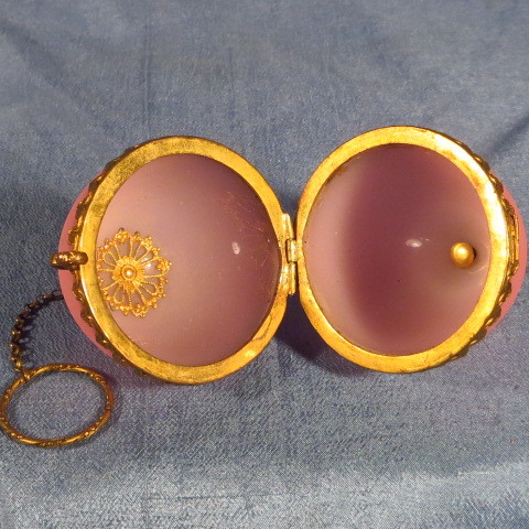French Pink Opaline Egg with Finger Ring French Pink Opaline Egg with Finger Ring
