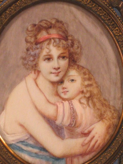 Miniature on Ivory after Elisabeth Vigee Le Brun's Self Portrait with Daughter Miniature on Ivory after Elisabeth Vigee Le Brun's Self Portrait with Daughter