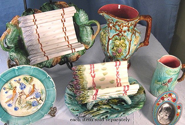 French Majolica Two Handled Asparagus Server French Majolica Two Handled Asparagus Server