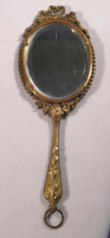 French Bronze Hand Mirror with Marie Antoinette Portrait Miniature French Bronze Hand Mirror with Marie Antoinette Portrait Miniature