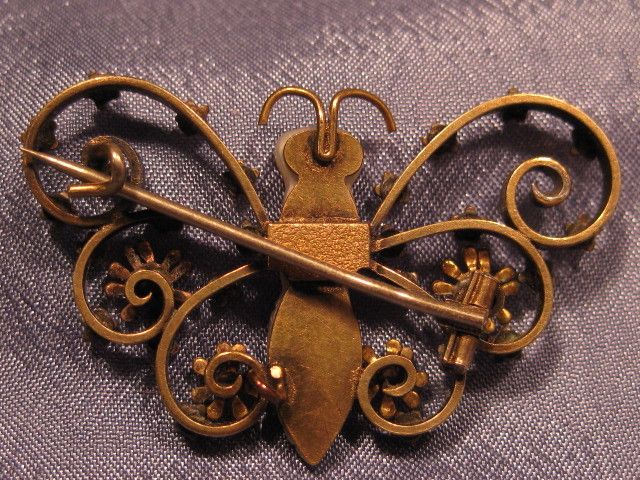 Victorian Butterfly Insect Pin Brooch MOP Enamel Victorian Butterfly Insect Pin Brooch MOP Enamel