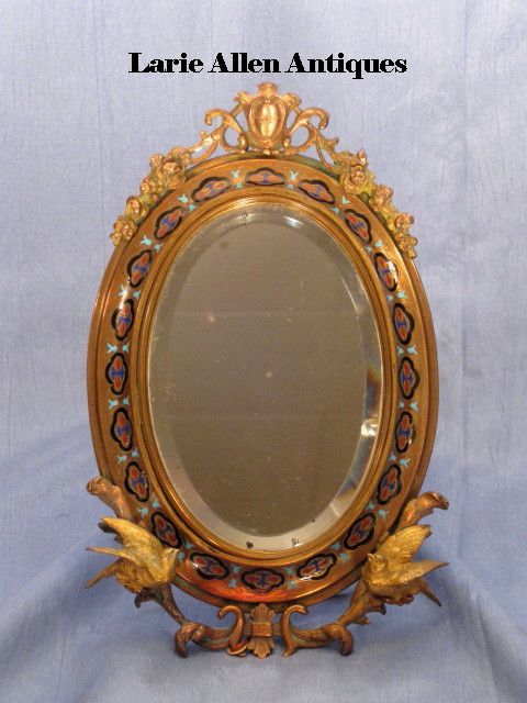 French Bronze Champleve Standing Mirror Frame French Bronze Champleve Standing Mirror Frame