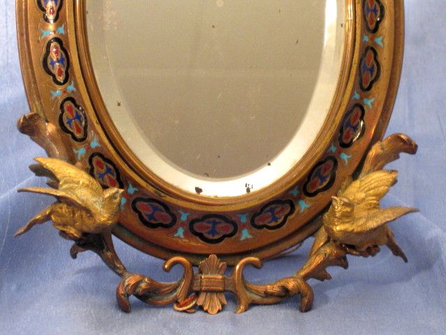 French Bronze Champleve Standing Mirror Frame French Bronze Champleve Standing Mirror Frame
