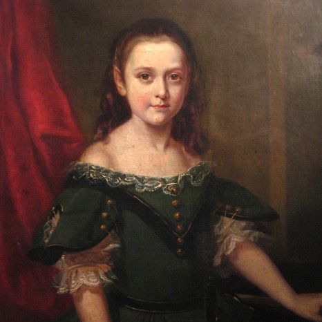 Life Size Oil Portrait Young Girl 19th Century American Life Size Oil Portrait Young Girl 19th Century American