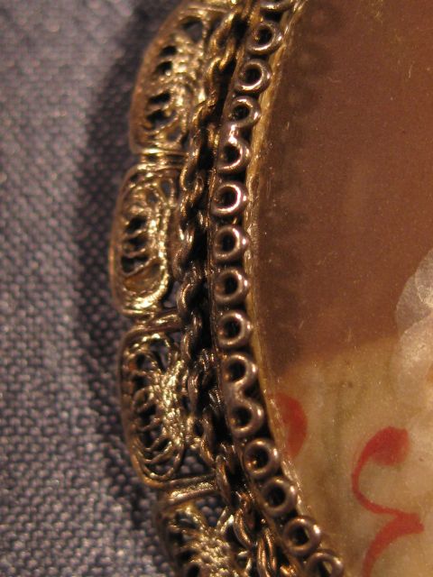 Continental Silver Filigree Portrait Necklace Brooch Continental Silver Filigree Portrait Necklace Brooch