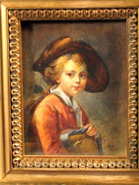 French Portrait Miniature Young Schoolboy French Portrait Miniature Young Schoolboy