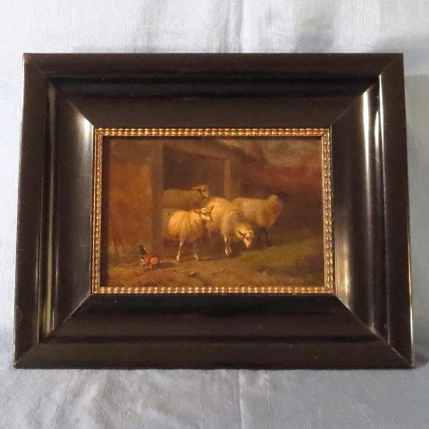 Antique Sheep Painting Oil on Panel Antique Sheep Painting Oil on Panel